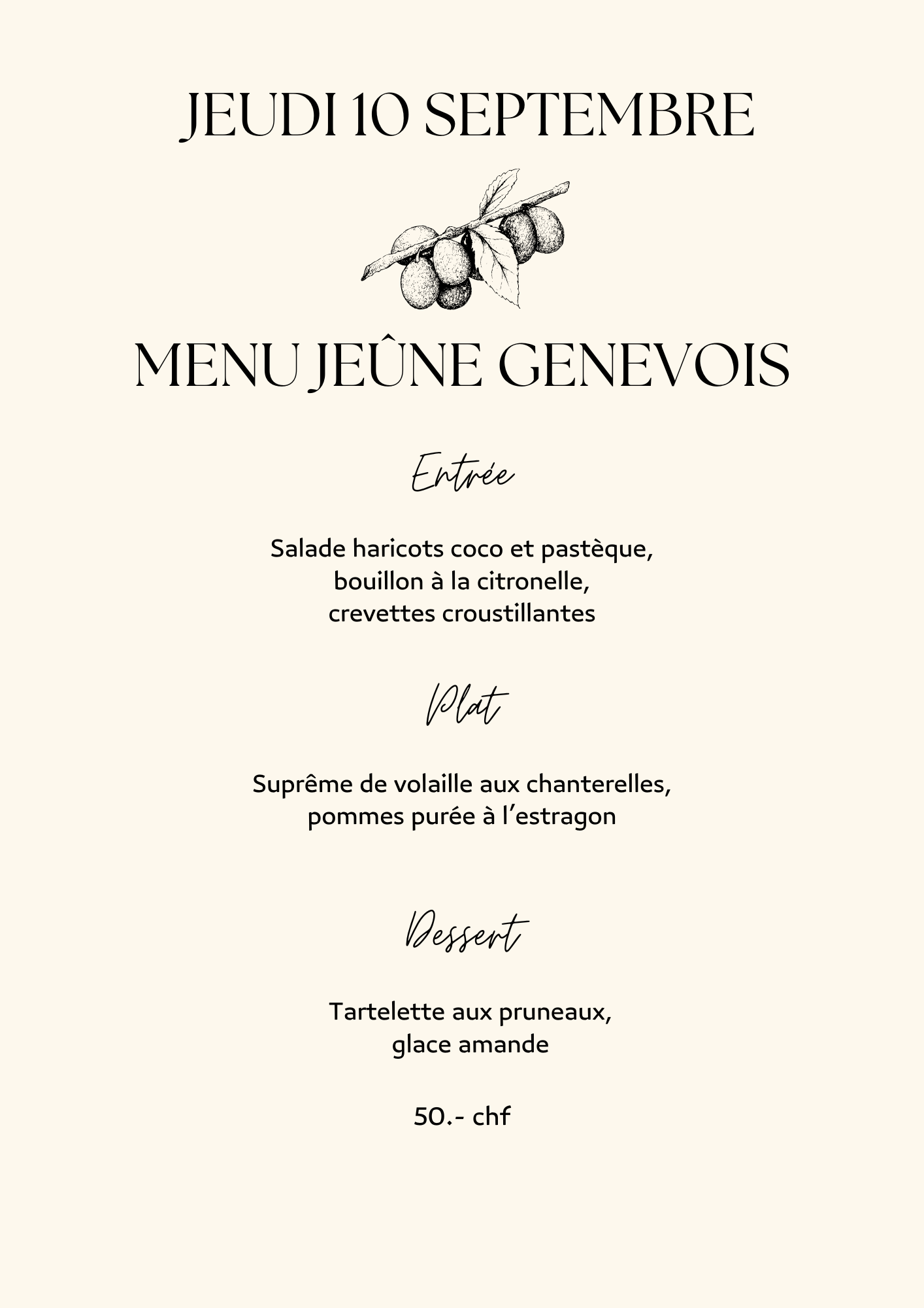 Menu de mariage élégant minimaliste beige illustration fine